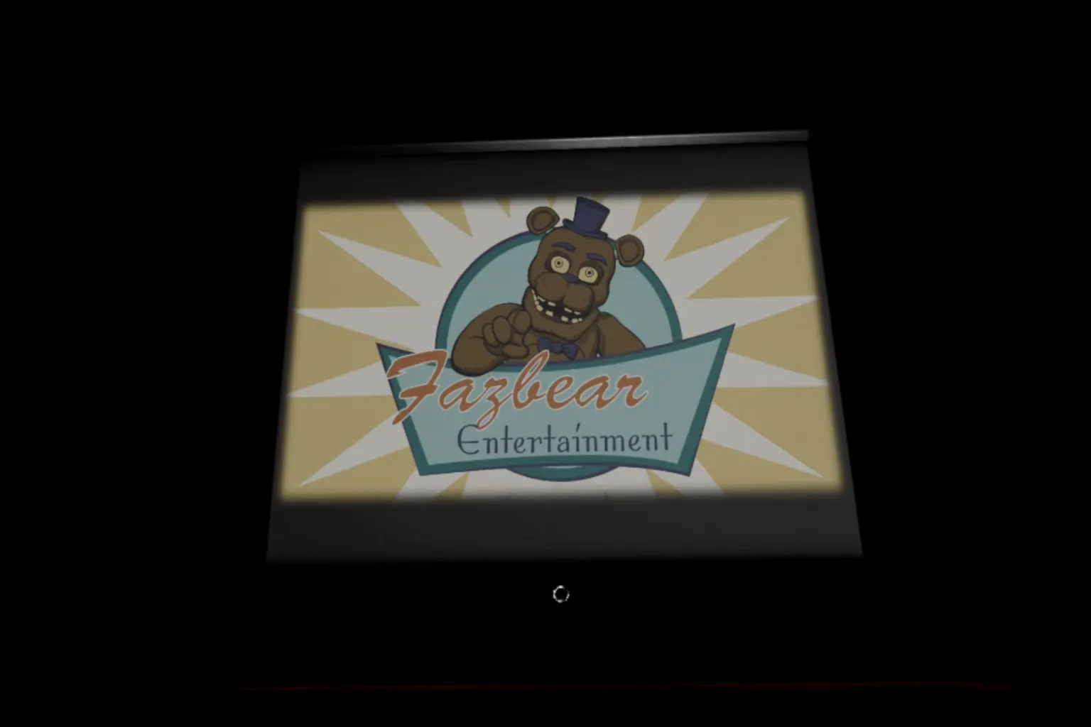 Fazbear Entertainment のロゴとウェルカムアニメーション画面