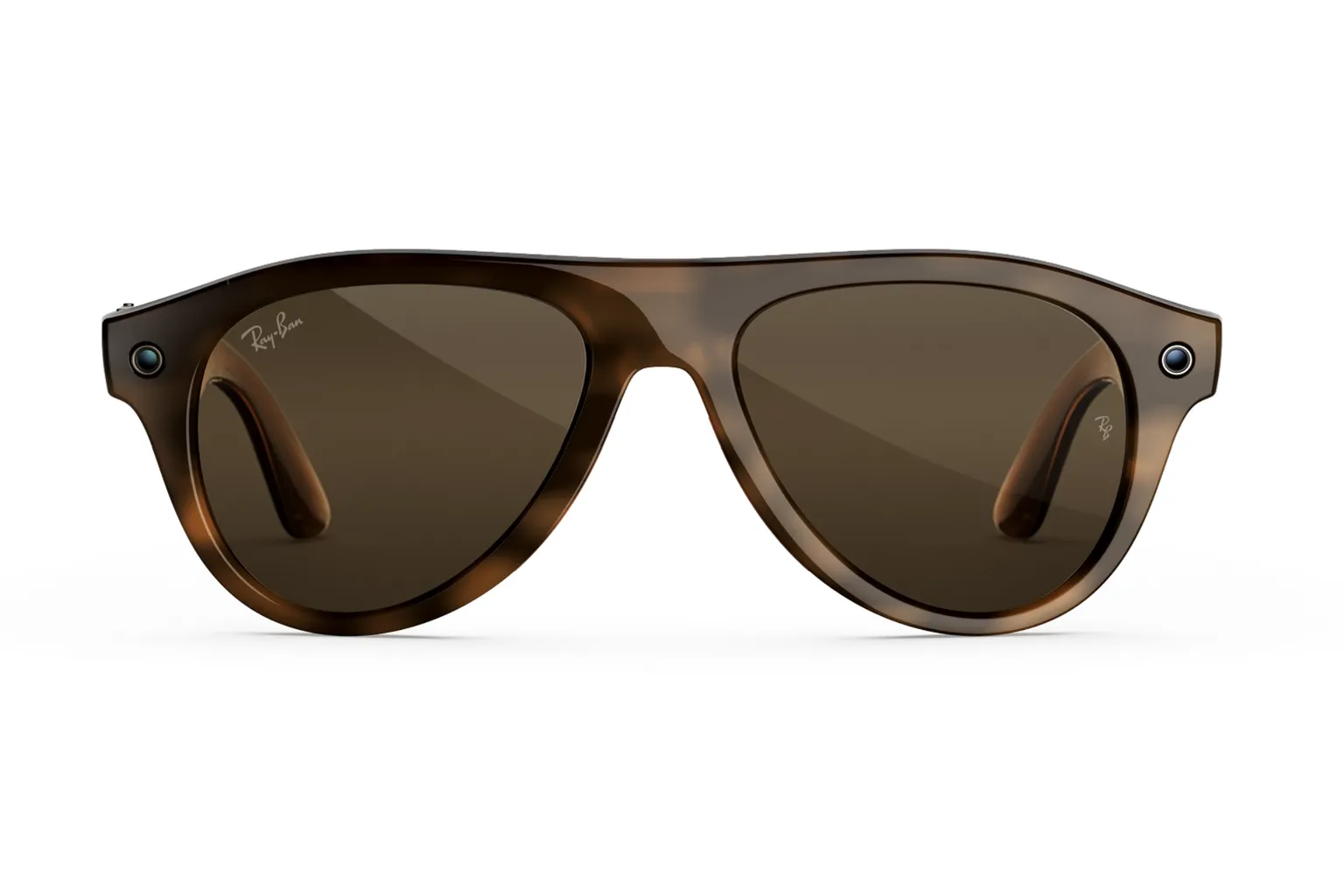 Ray-Ban Meta Aviatorのブラウンフレームとサングラスレンズ