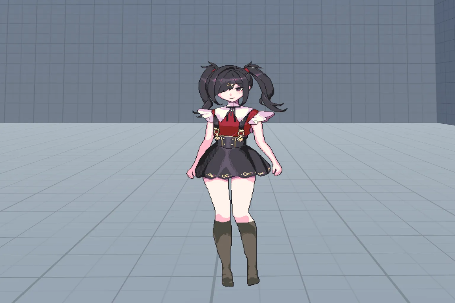 VRChat 角色 Raincandy 在虛擬空間中展示,全身立體模型與服裝清晰可見