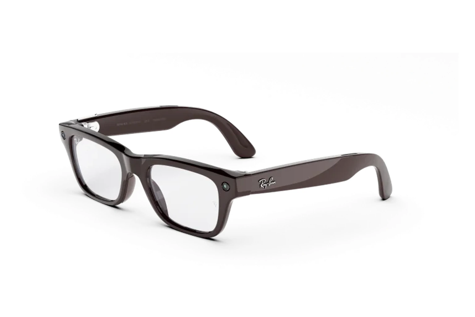 Ray-Ban Meta Optics — Blayzer Optics。フレーム：シャイニーブリックブラウン。レンズ：クリア／レンズ。