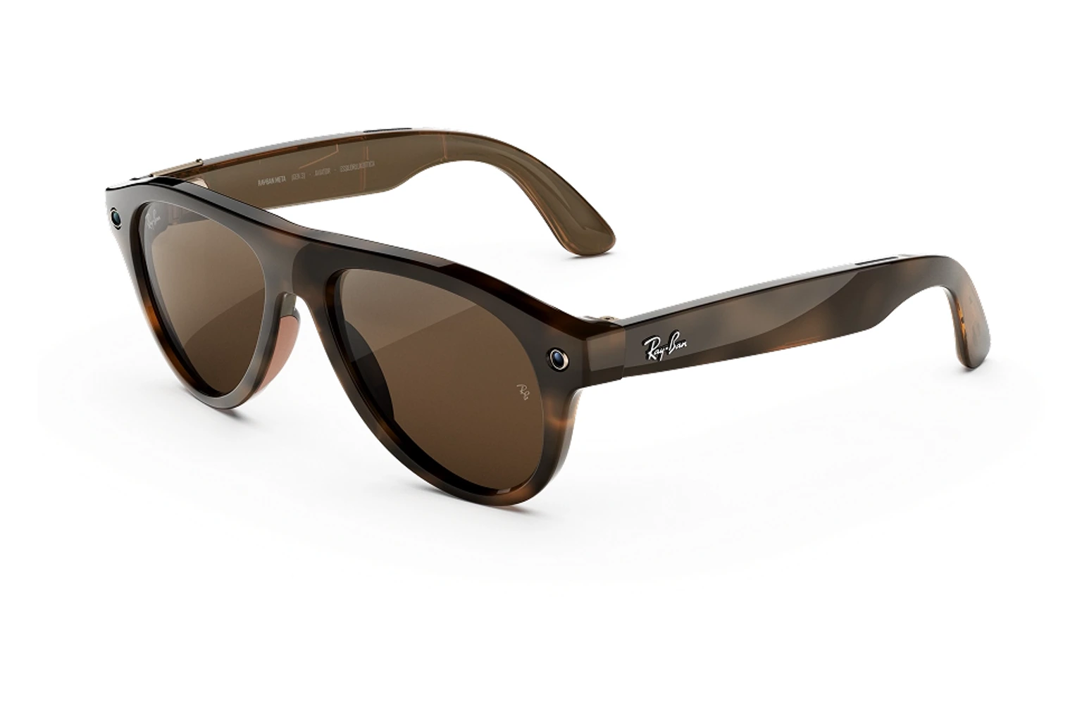 Ray-Ban Meta（第3世代） — Aviator。フレーム：ハバナ。レンズ：Transitions®ブラウン。