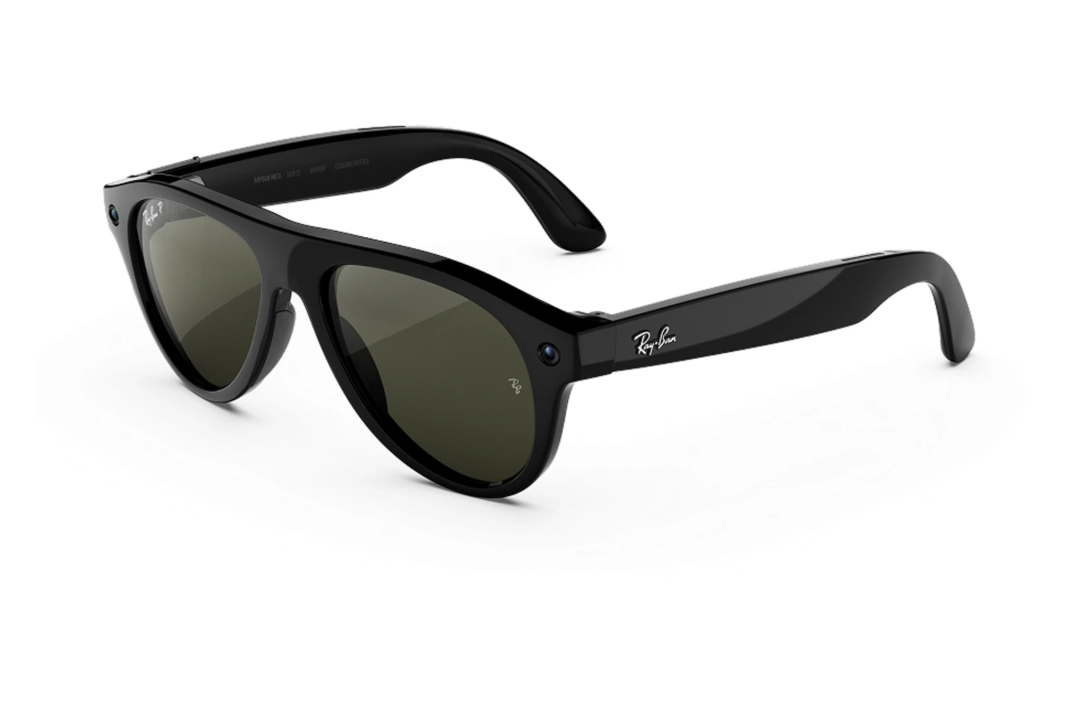 Ray-Ban Meta（第3世代） — Aviator。フレーム：シャイニーブラック。レンズ：グリーン。