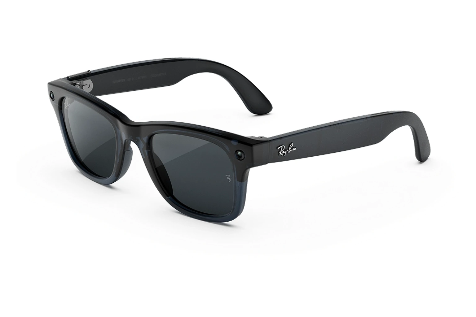 Ray-Ban Meta（第3世代） — Wayfarer。フレーム：トランスペアレントマットオーシャンブルー。レンズ：Transitions®グレー。