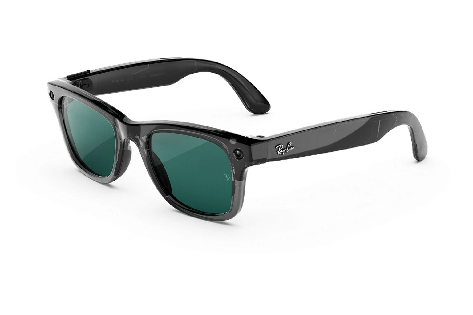 Ray-Ban Meta（第3世代） — Wayfarer。フレーム：クリアブラック。レンズ：Transitions®アクアマリン。
