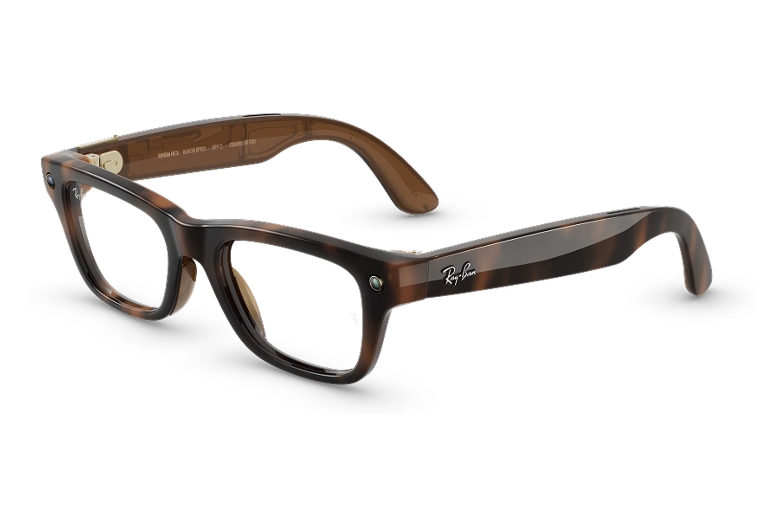 Ray-Ban Meta Optics — Blayzer Optics。フレーム：ハバナ。レンズ：クリア。