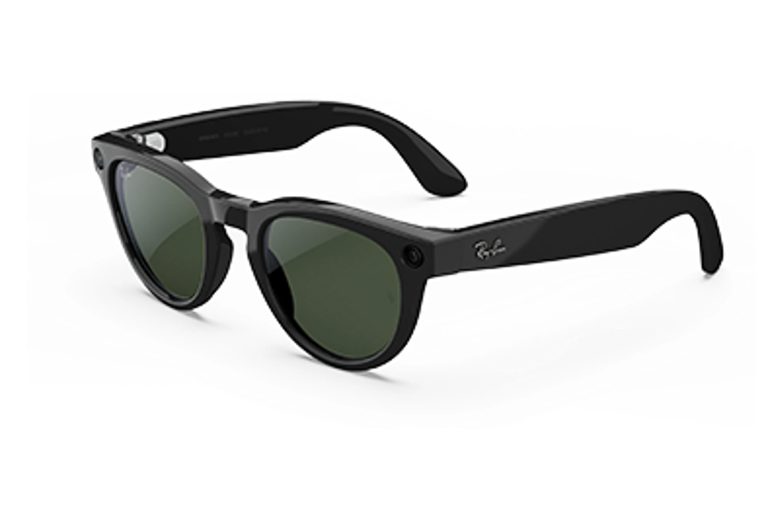 Ray-Ban Meta（第2世代） — Headliner。フレーム：シャイニーブラック。レンズ：クリア/グラファイトグリーンTransitions®。