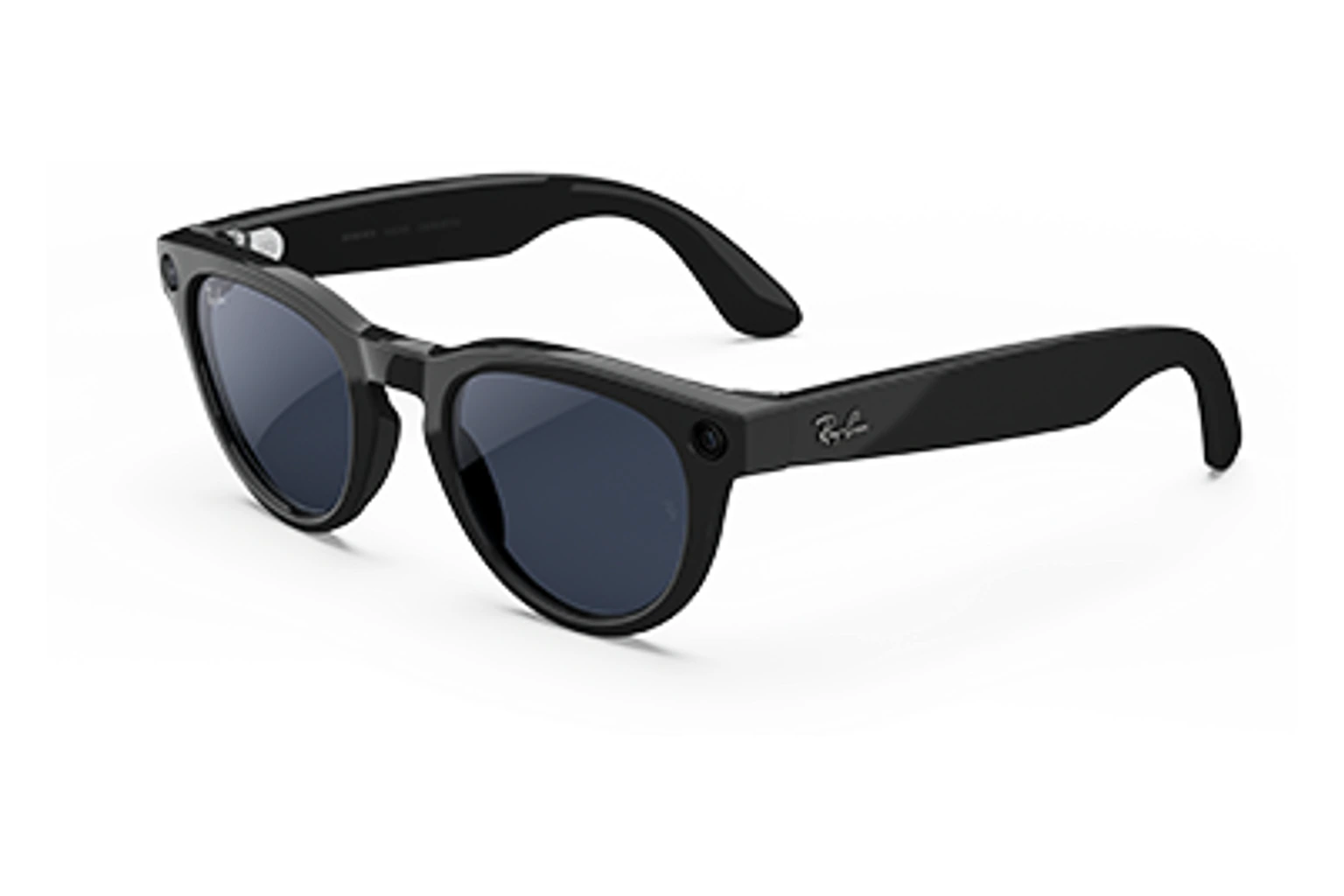 Ray-Ban Meta（第2世代） — Headliner。フレーム：シャイニーブラック。レンズ：クリア/サファイアTransitions®。