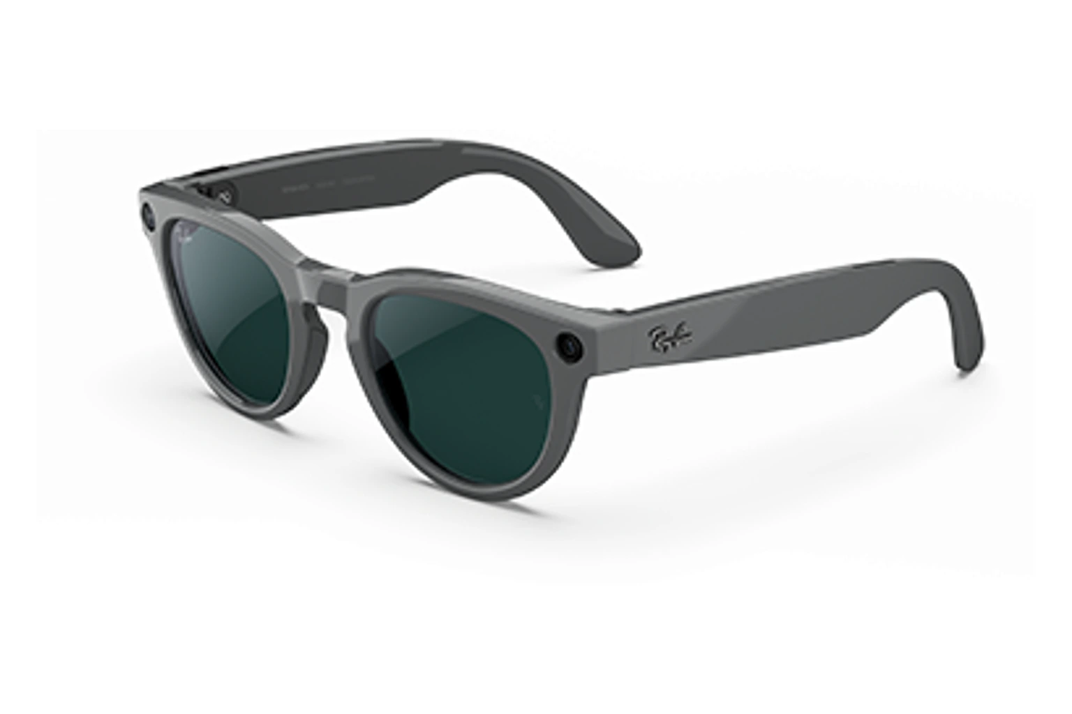 Ray-Ban Meta（第2世代） — Headliner。フレーム：シャイニーアステロイドグレー。レンズ：クリア/エメラルドTransitions®。