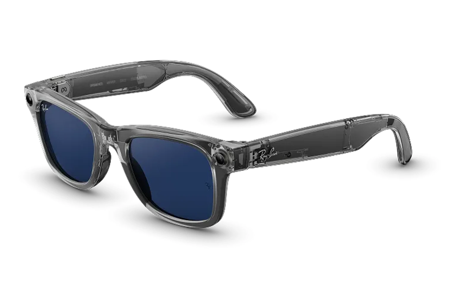 Ray-Ban Meta（第2世代） — Wayfarer。フレーム：Shiny Transparent Grey。レンズ：クリア/サファイアTransitions®。