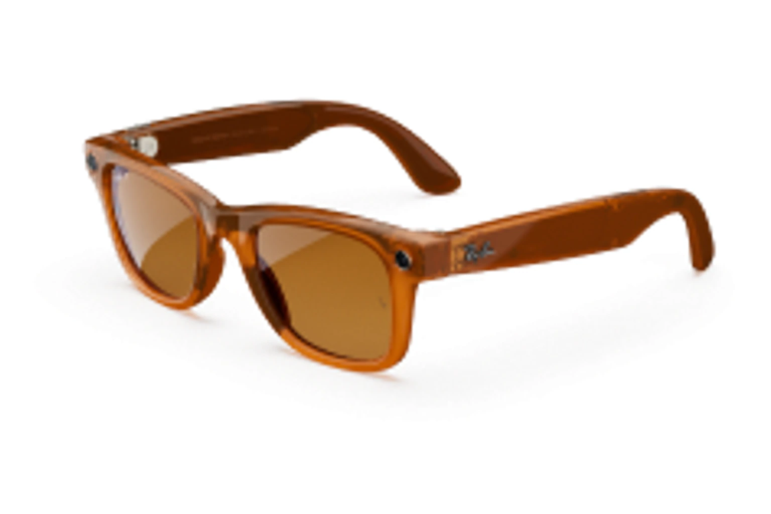 Ray-Ban Meta Gen 1 — Wayfarer，鏡框：亮面焦糖透明色，鏡片：棕色鏡片