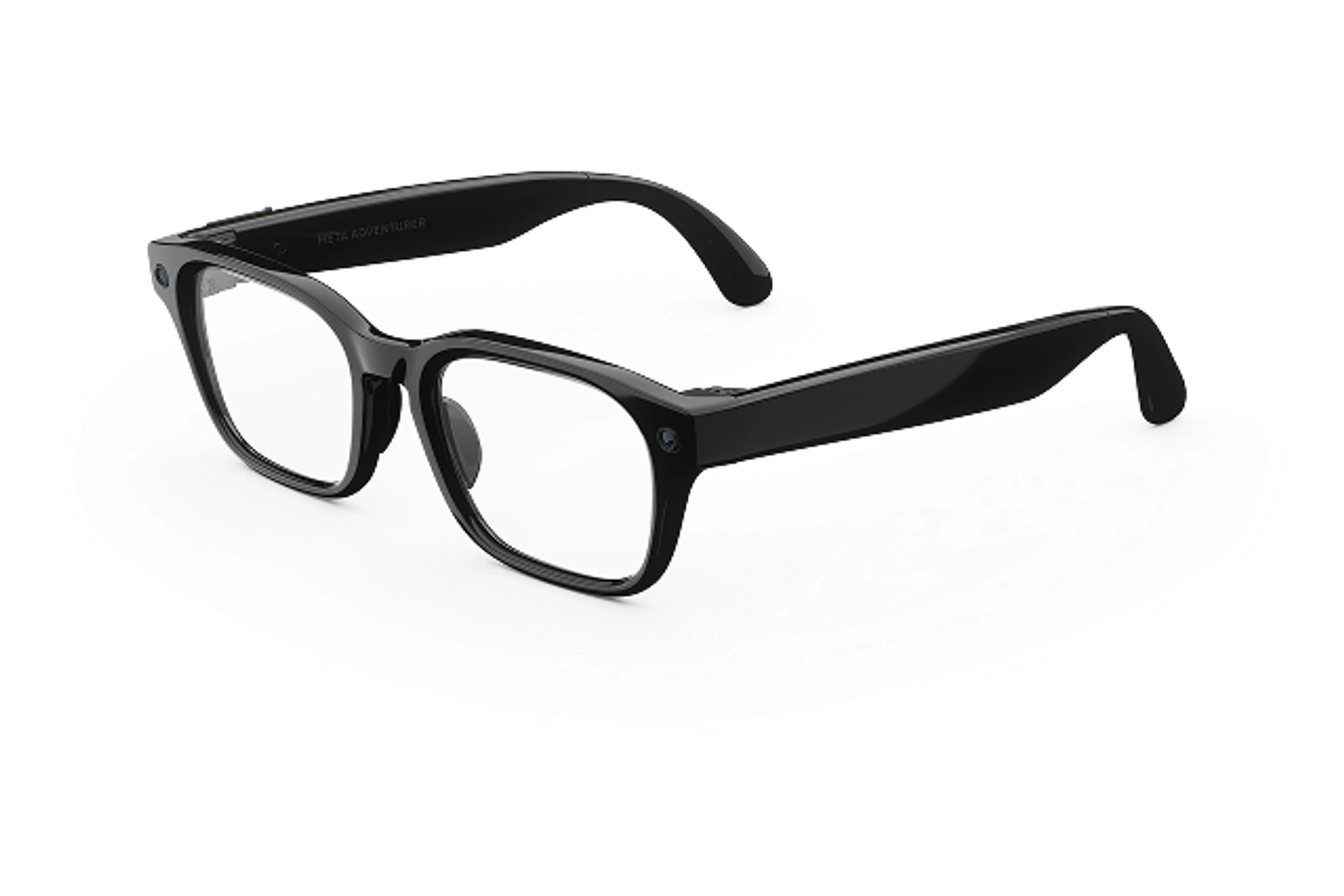 Meta Glasses Adventurer：クラシックブラックのフレーム、クリアのレンズ