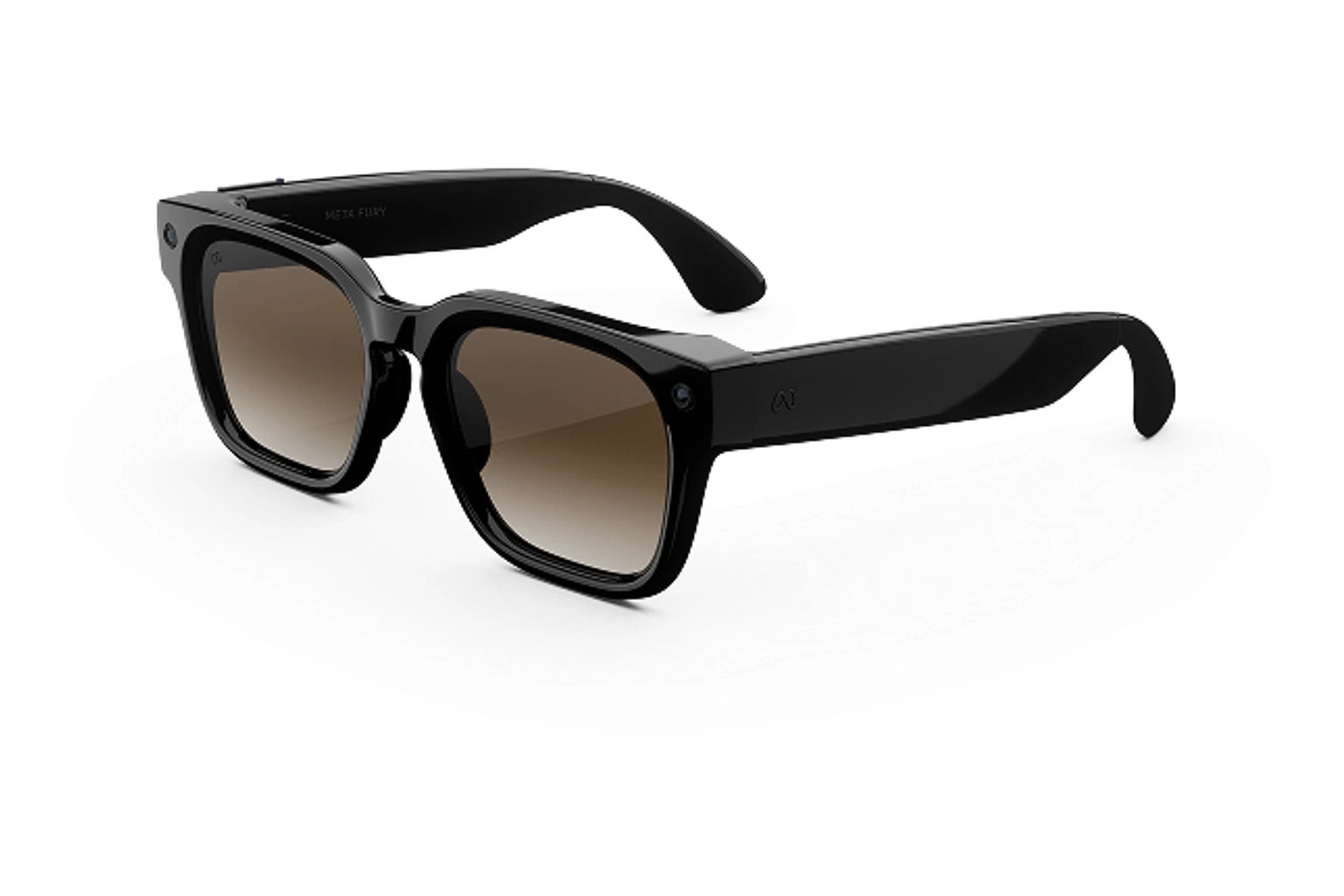 Meta Glasses — Fury。フレーム：クラシックブラック。レンズ：ブラウングラデーション。