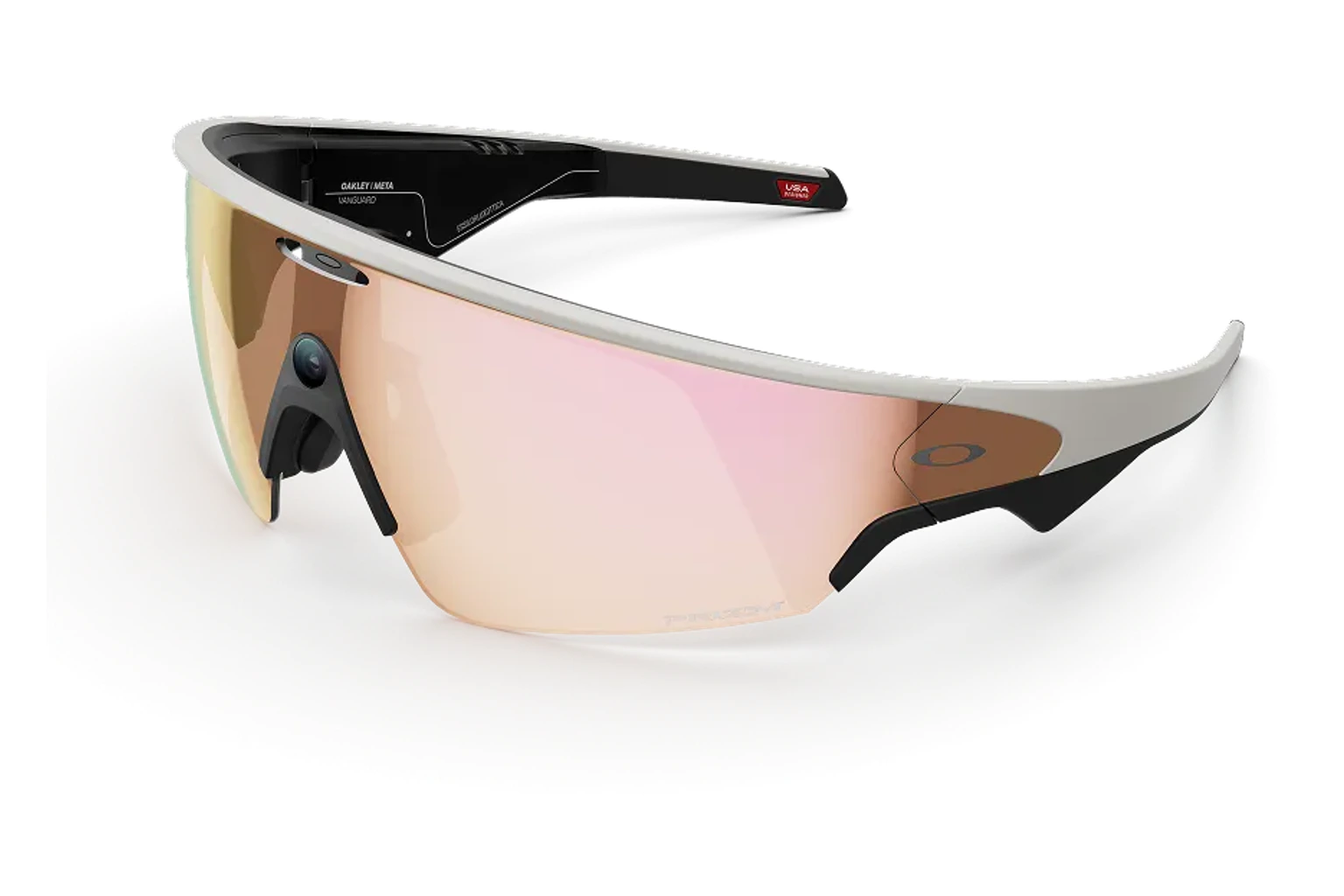 Oakley Meta — Vanguard。フレーム：ホワイト。レンズ：Prizm™ Rose Gold。