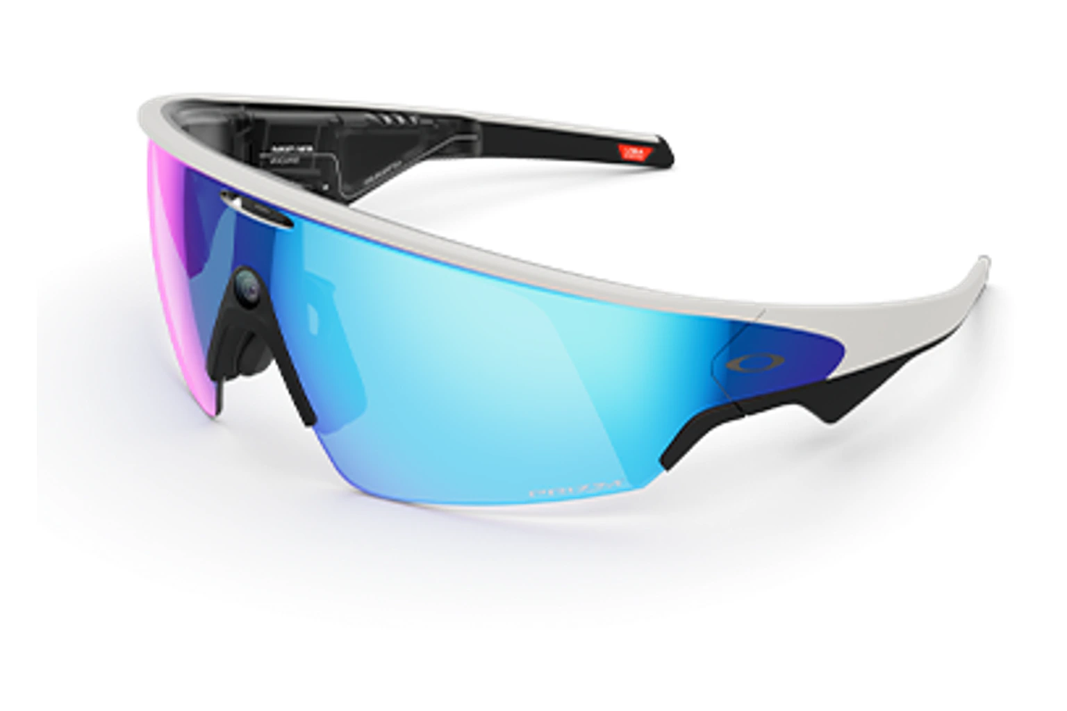 Oakley Meta — Vanguard。フレーム：ホワイト。レンズ：Prizm™ サファイア。
