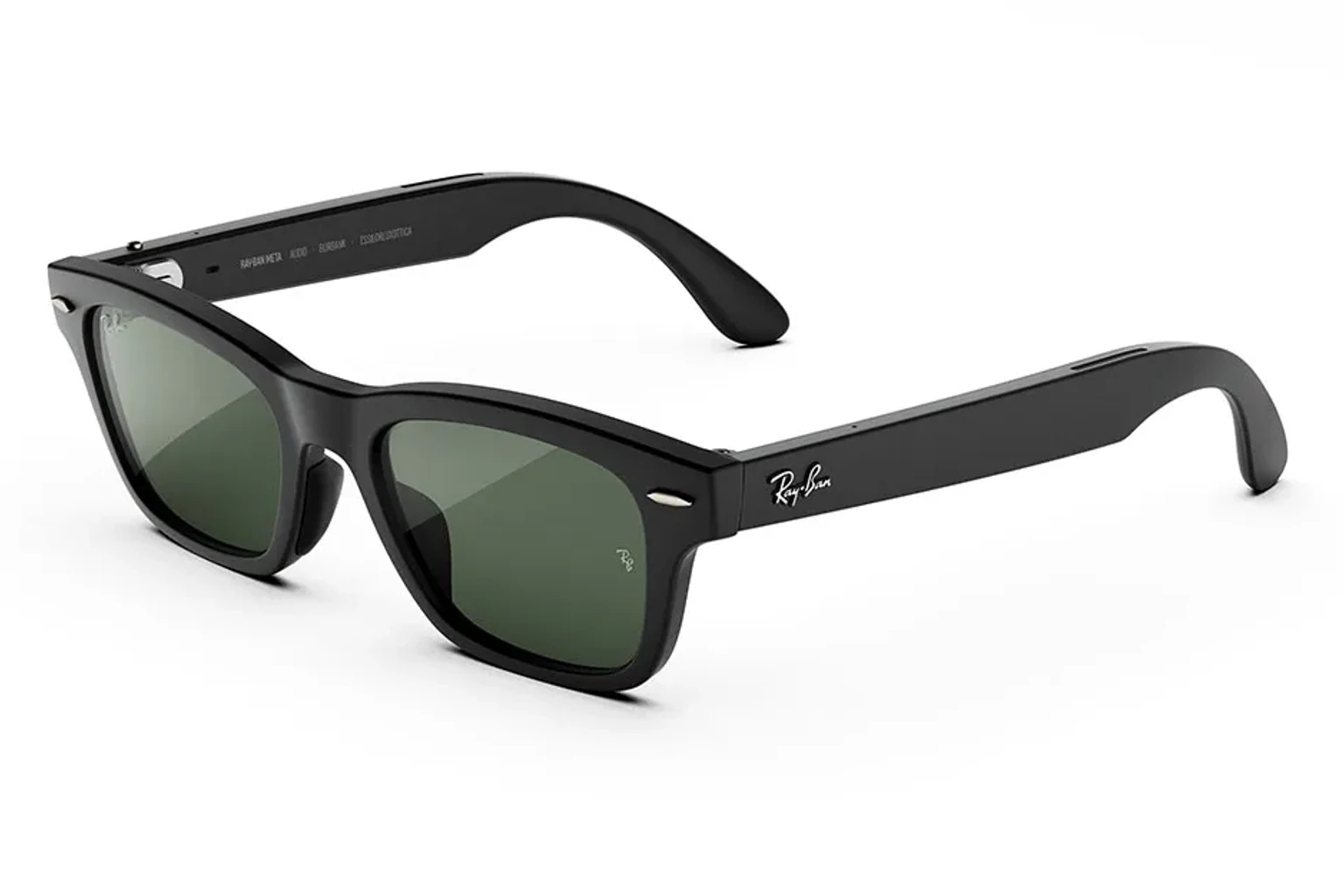 Ray-Ban Meta Audio — Burbank，鏡框：霧面黑框暖銀色鏡腳，鏡片：石墨綠色變色鏡片 Transitions®