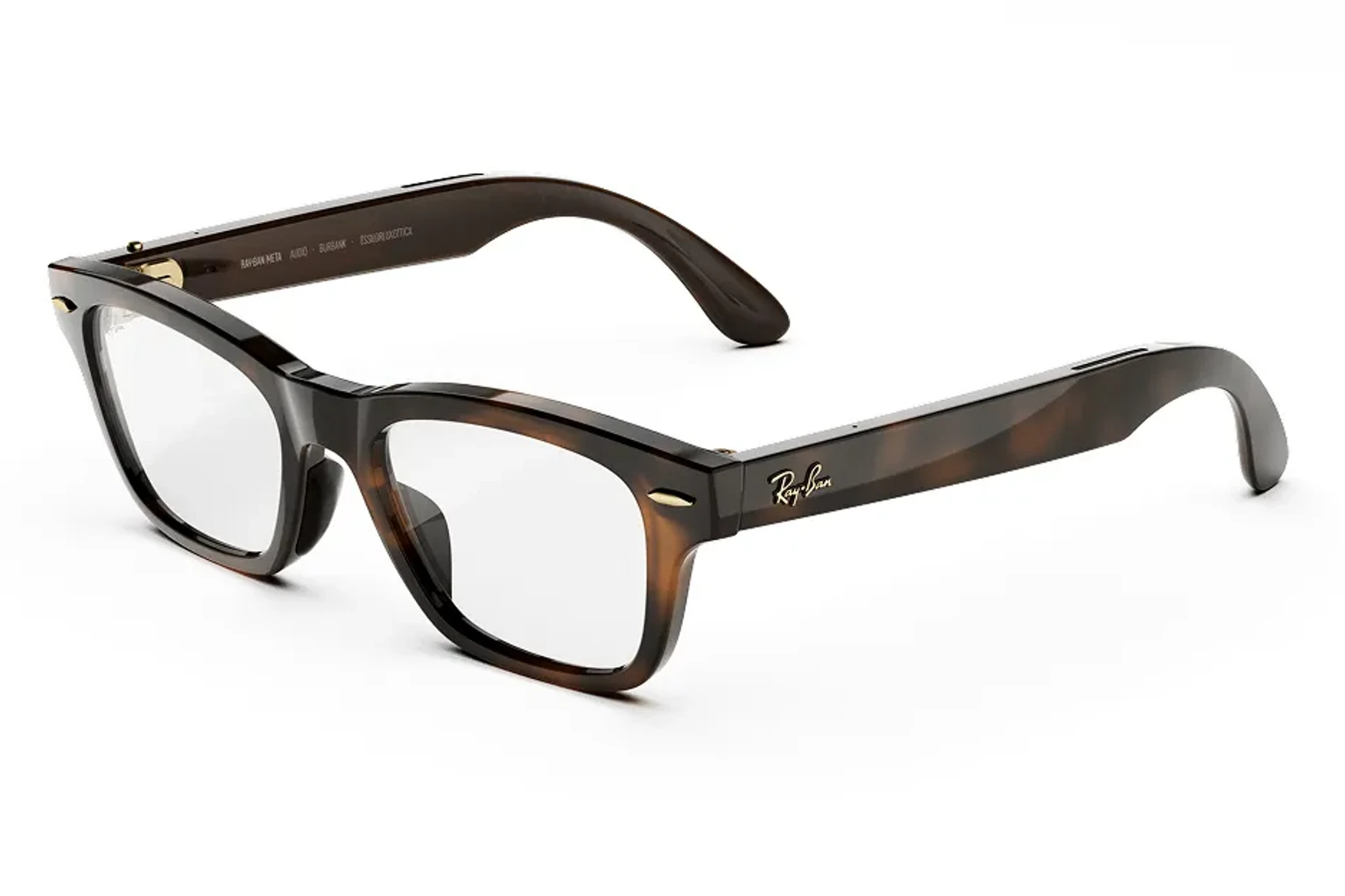 Ray-Ban Meta Audio — Burbank，鏡框：哈瓦那金色鏡腳，鏡片：透明鏡片